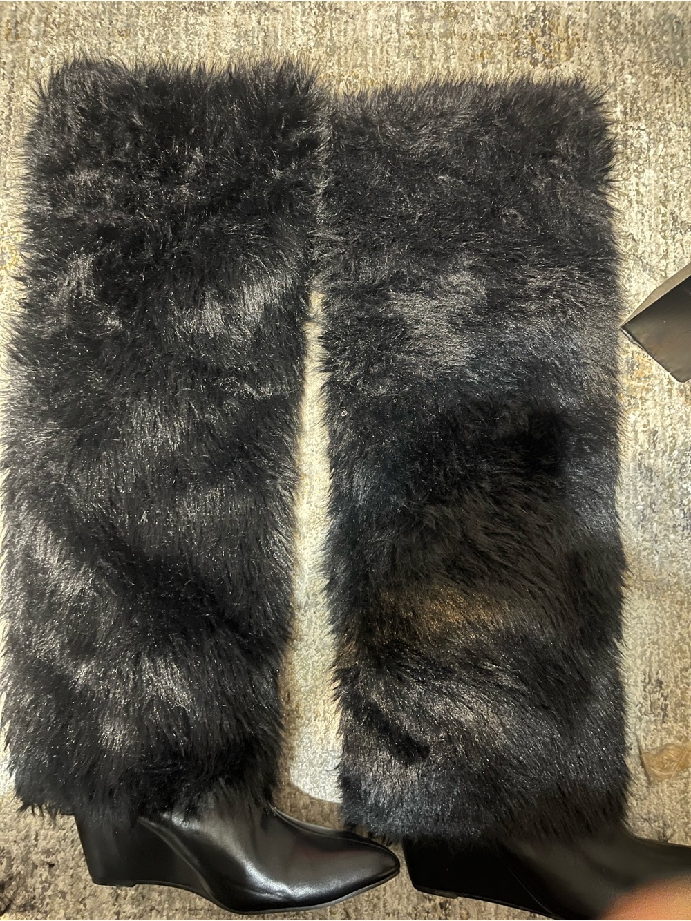 Faux Fur Black Boot Thigh High